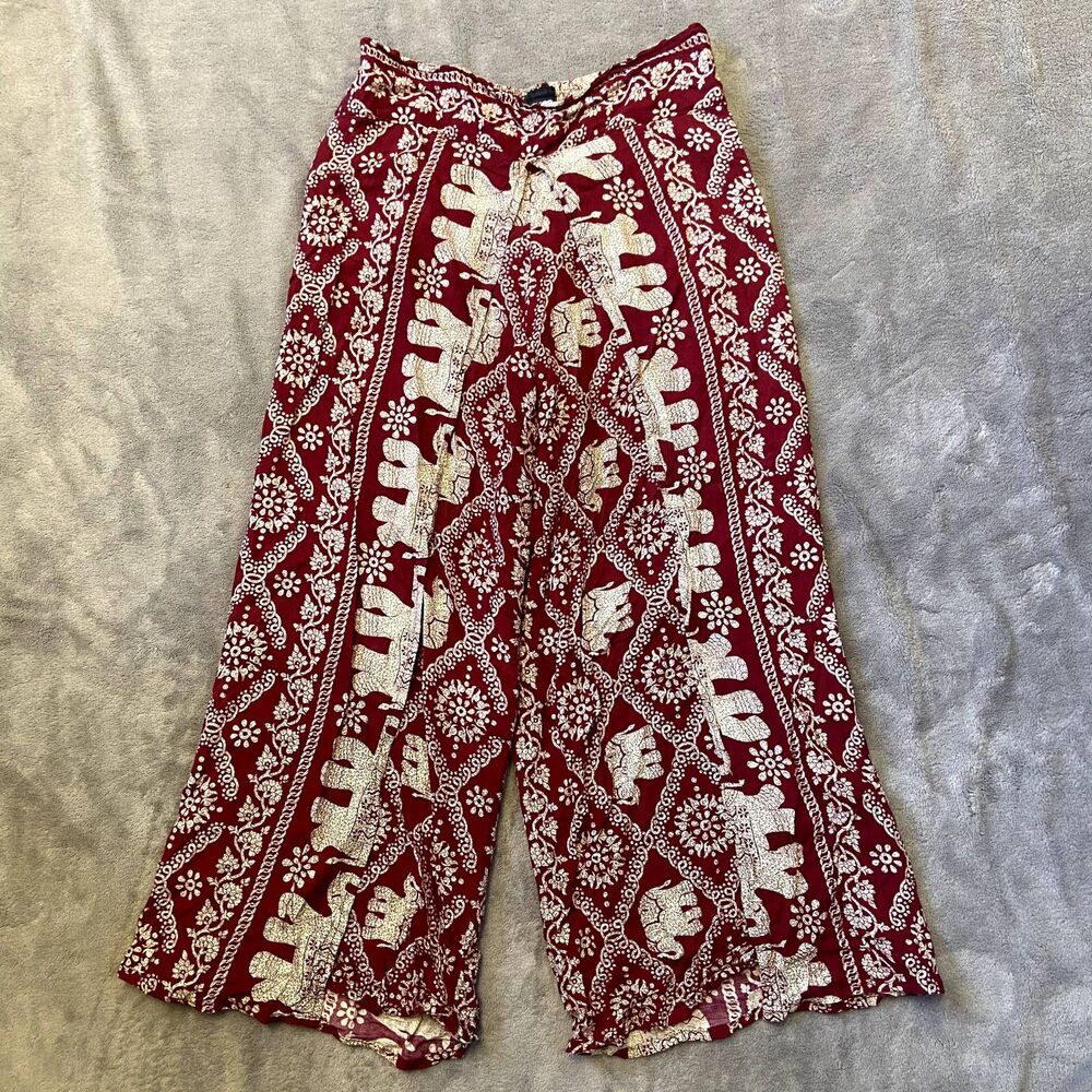 Red Elephant Flowy Hippie Pants